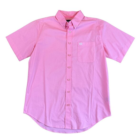 NEW Panhandle Select Pink Button Down Short Sleeve Western Shirt Men's Large - Picture 1 of 9